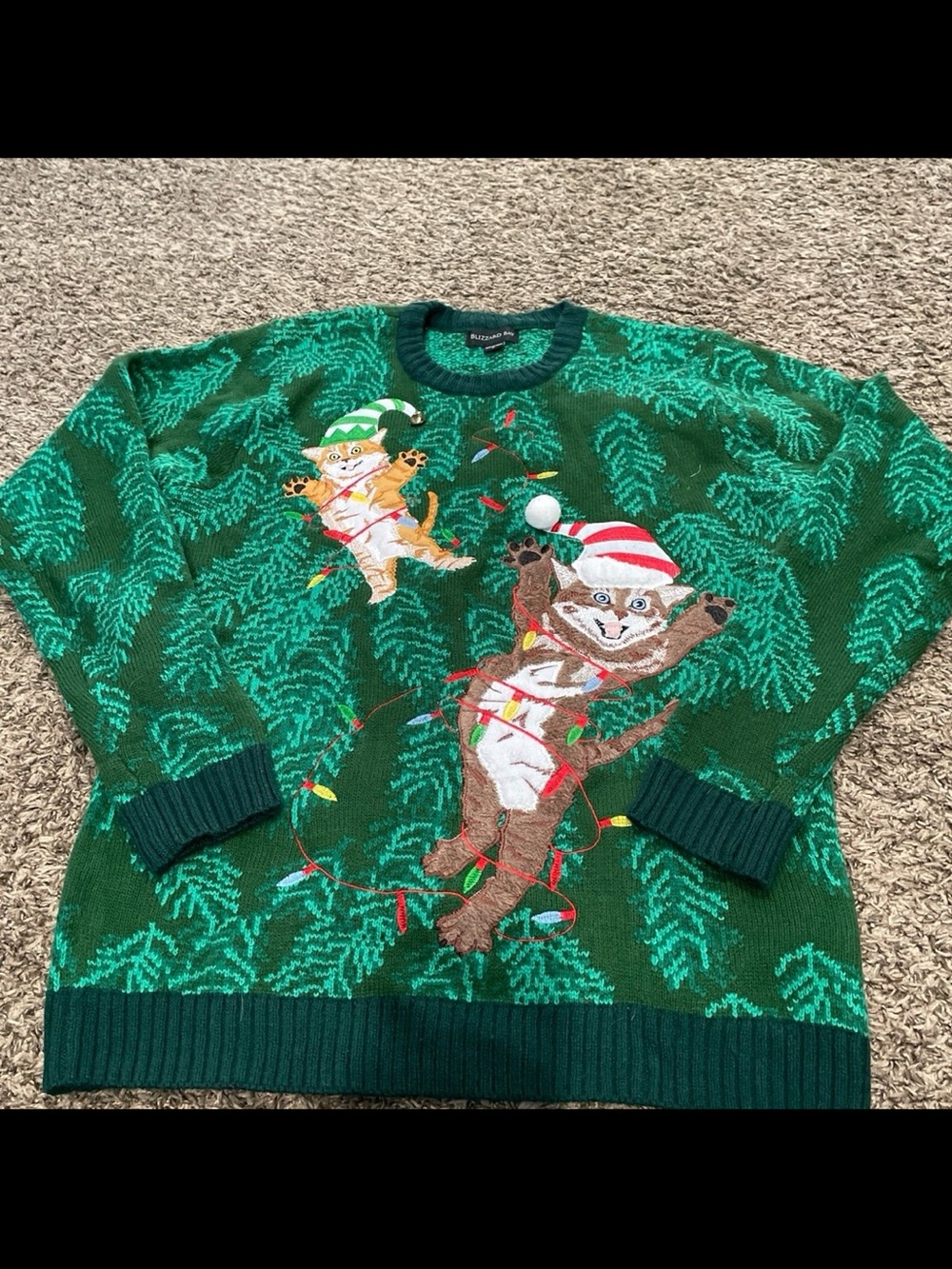 blizzard Bay Christmas, crazy cats crewneck sweater